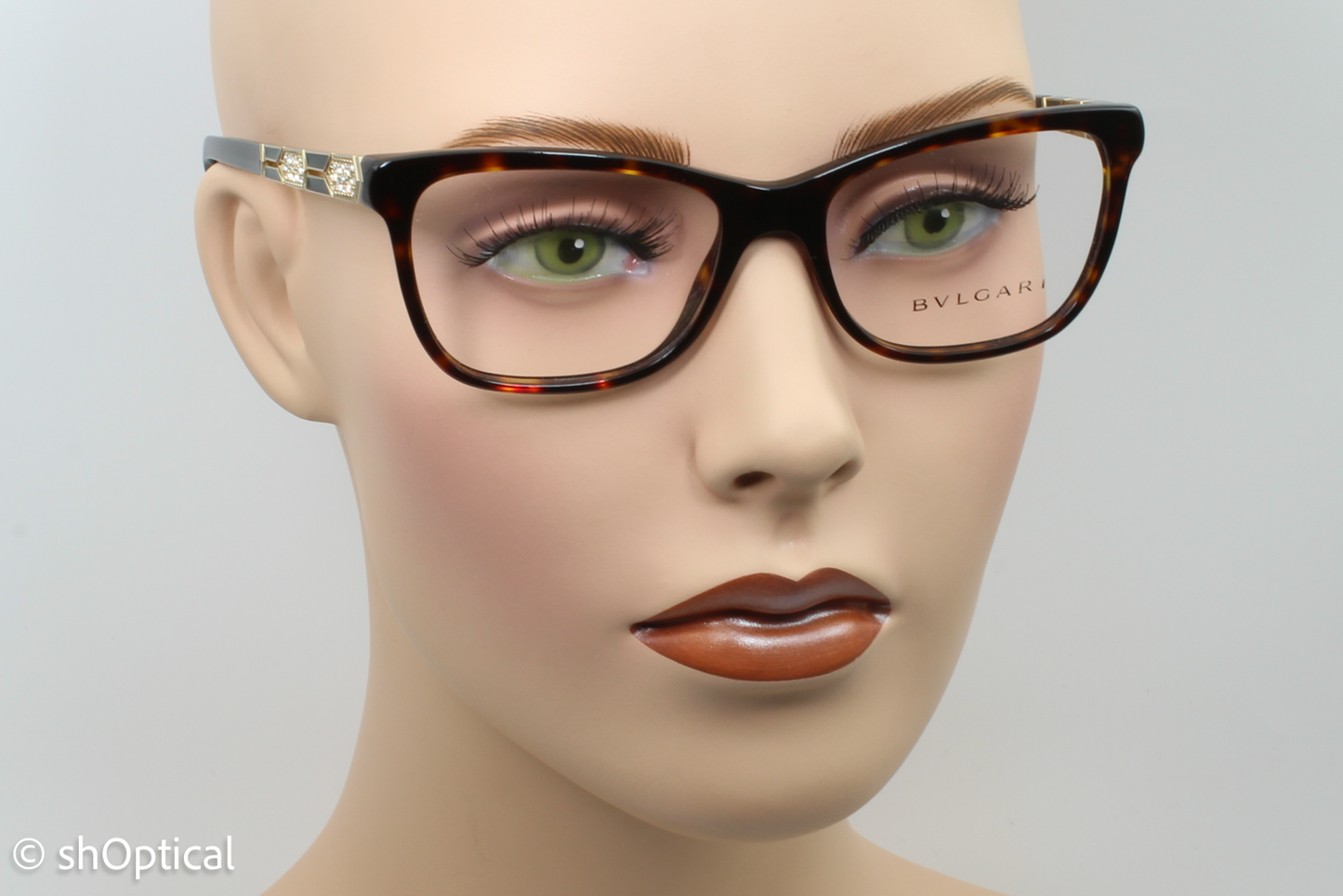 Bvlgari 4135-B Female Square Glasses Frame Dark Havana 53mm