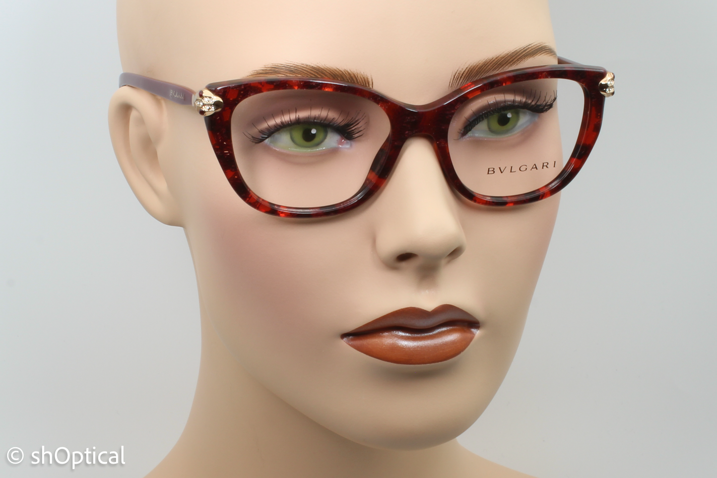 Bvlgari 4140-B Female Square Glasses Frame Red Mamba 52mm