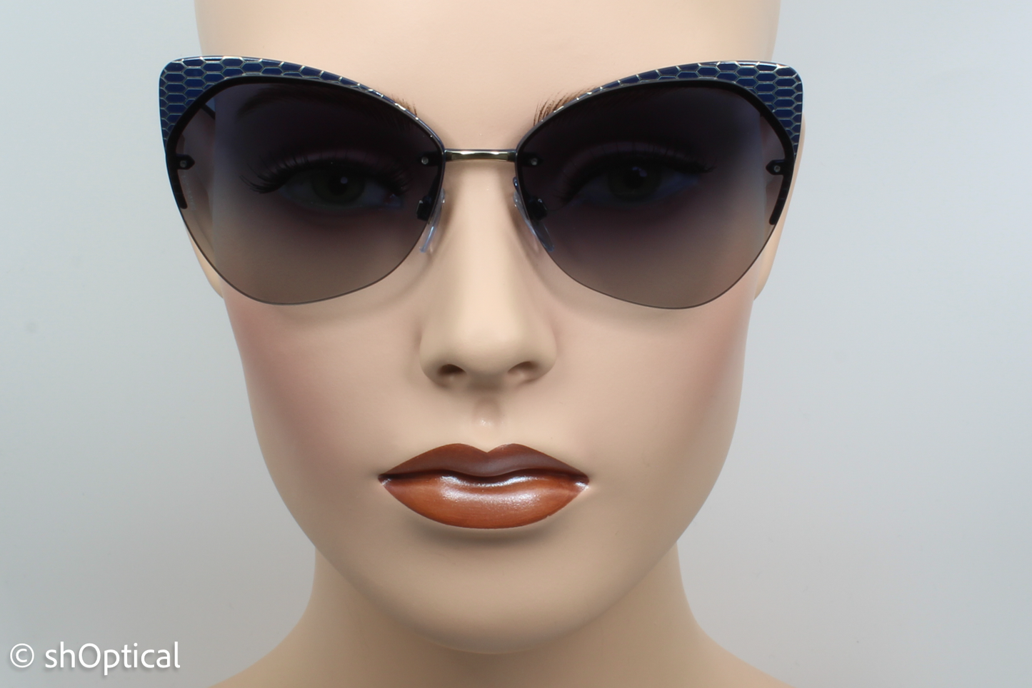 Bvlgari 6096 2020/4L Womens Half Rim Sunglasses Dark Blue 58mm