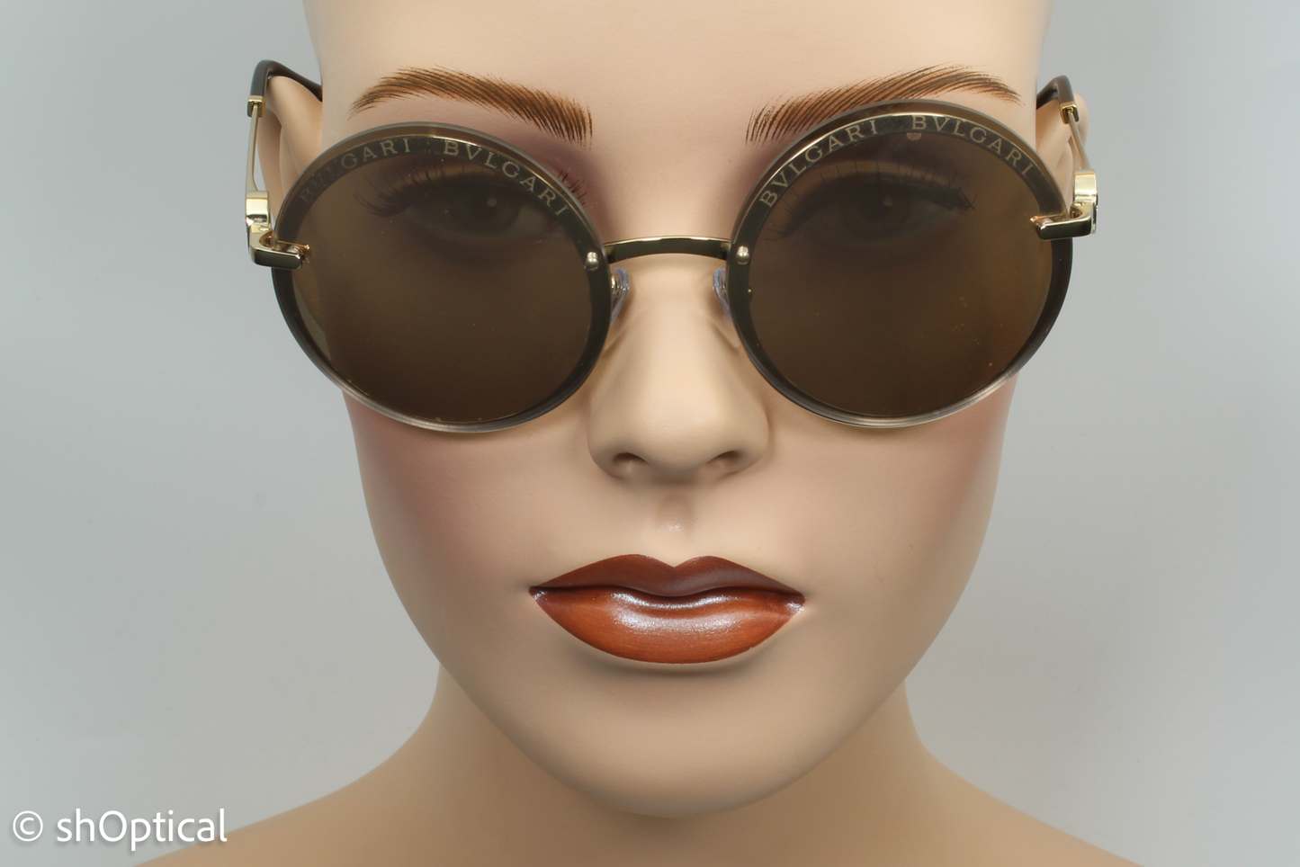 Bvlgari 6149-B 278/4Z Womens Rimless Sunglasses Pale Gold 56mm