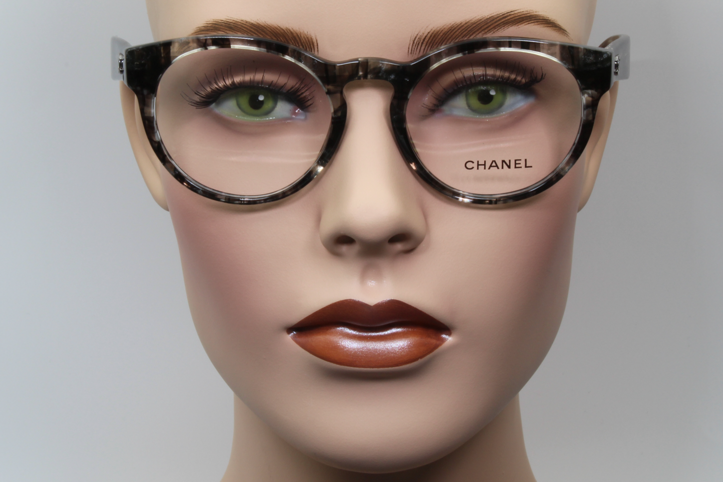 Chanel 3359 Female Round Glasses Frame Gloss Transparent Black Tweed 51mm