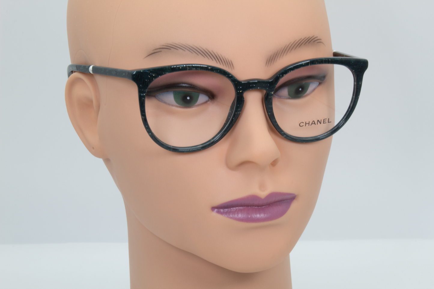 Chanel 3376-H Female Round Glasses Frame Green Glitter 50mm