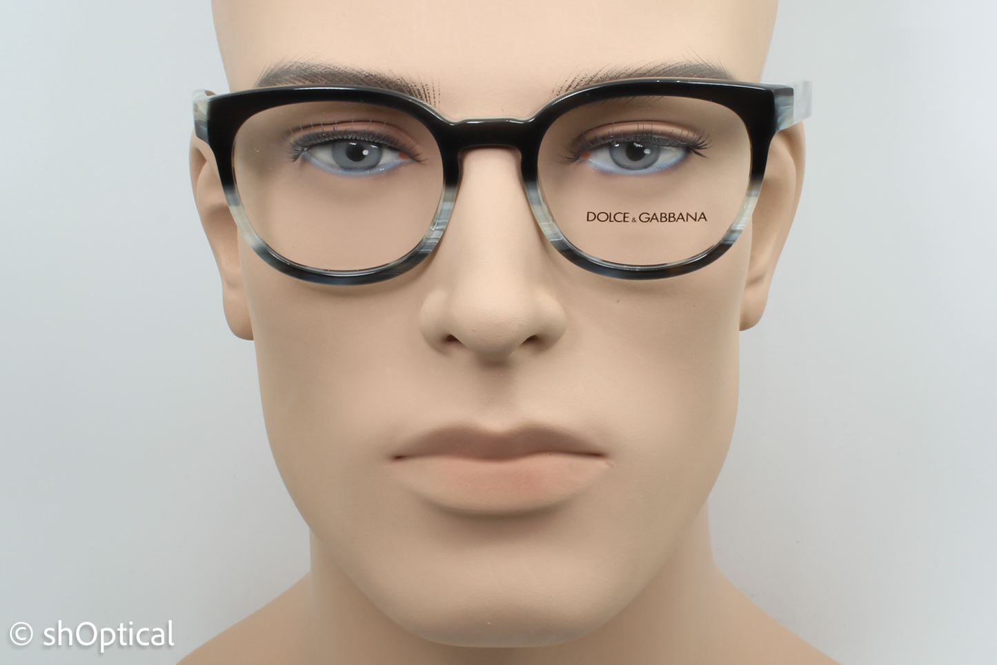 Dolce & Gabbana DG3287 Male Round Glasses Frame Black/Beige 51mm