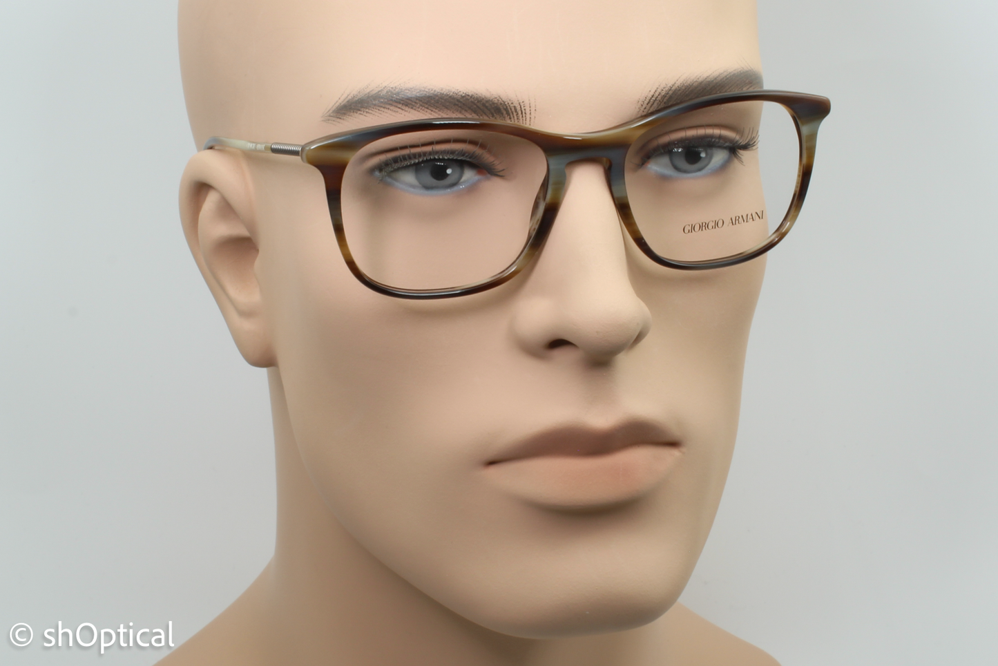 Giorgio Armani AR7103 Male Square Glasses Frame Striped Beige 53mm