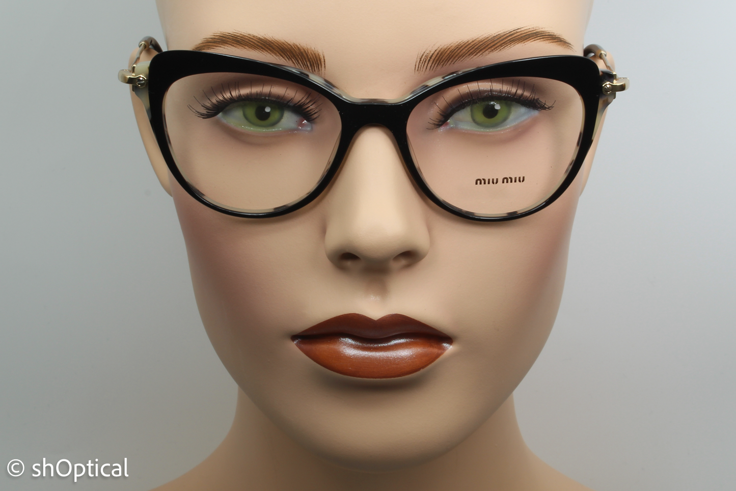 Miu Miu VMU01Q Female Cat Eye Glasses Frame Black 52mm