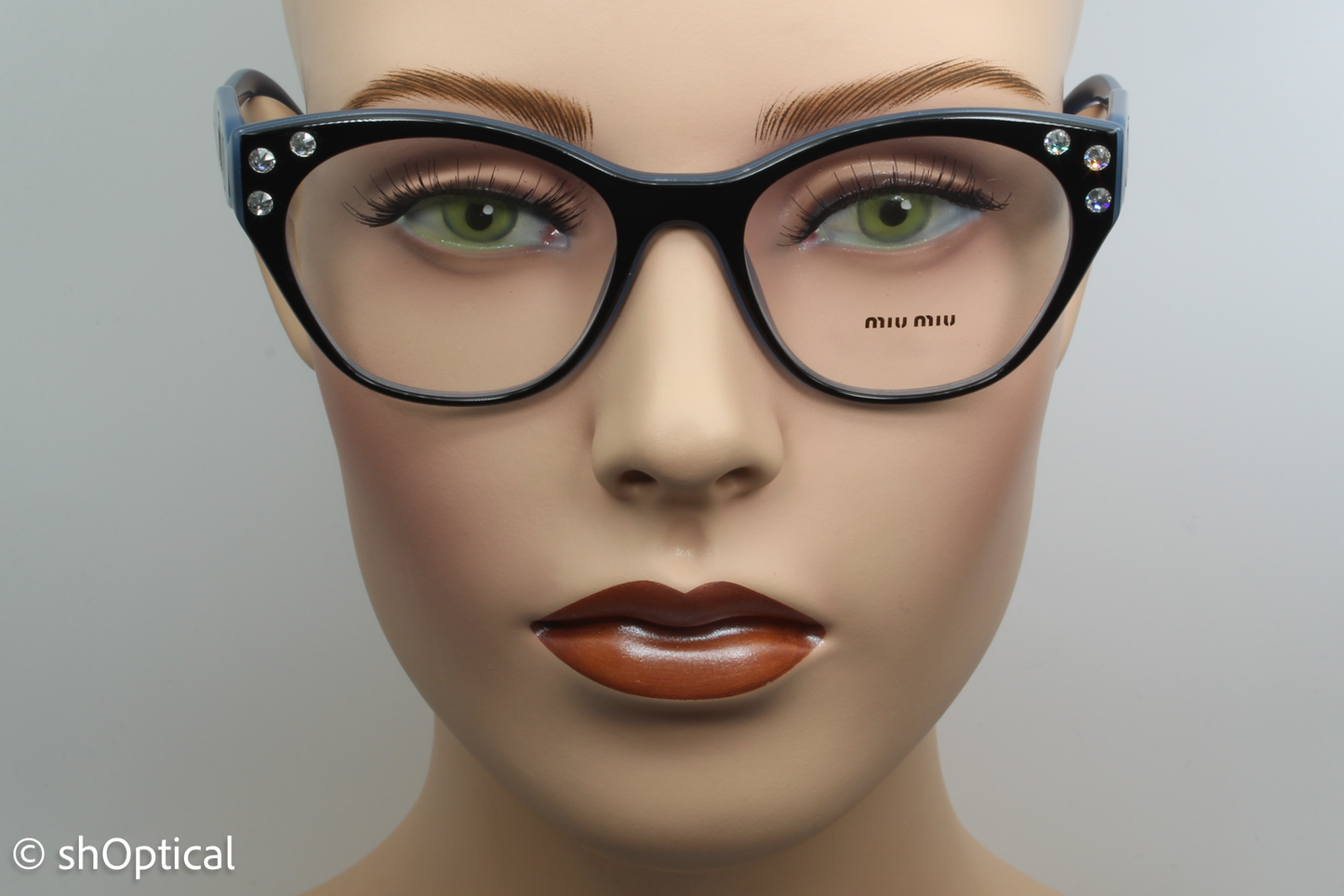 Miu Miu VMU02R Female Square Glasses Frame Black & Blue 52mm