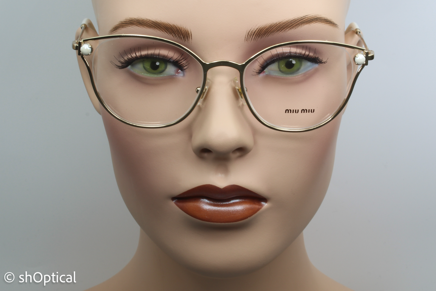 Miu Miu VMU53Q Female Cat Eye Glasses Frame Gold 52mm