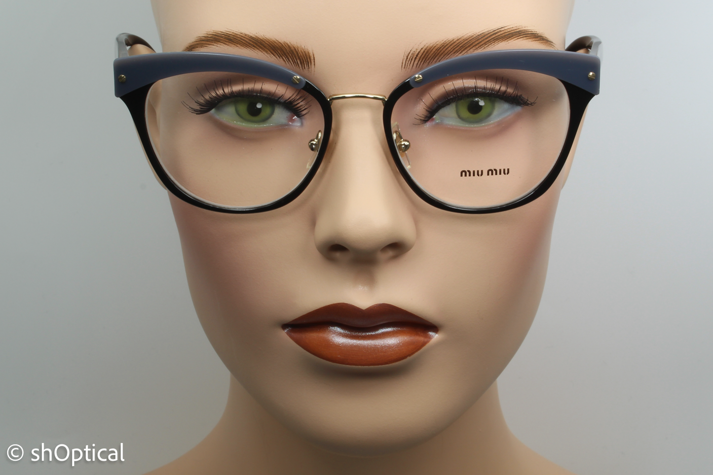 Miu Miu VMU54Q Female Cat Eye Glasses Frame Black & Grey 52mm