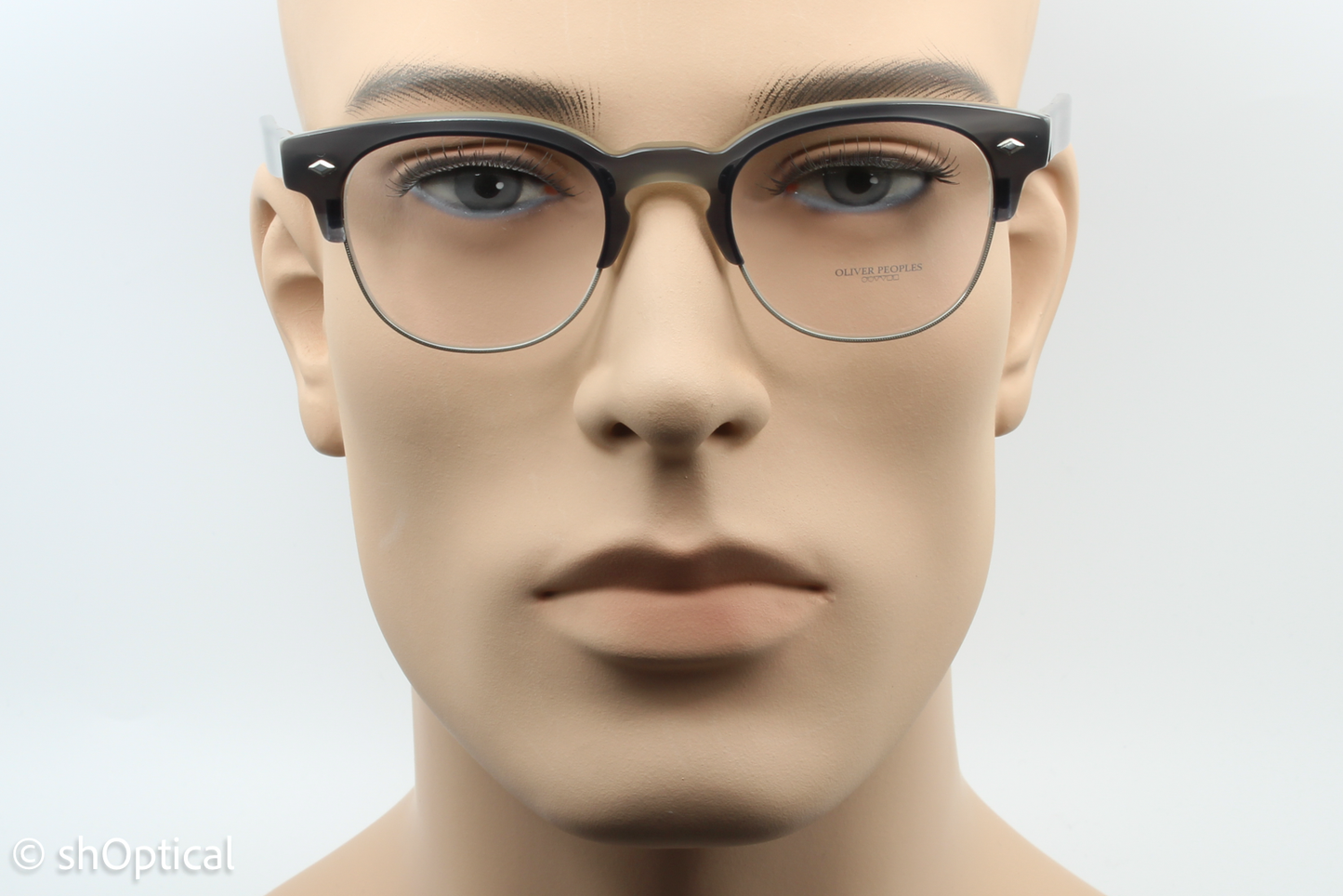 Oliver Peoples OV5331U Male Round Glasses Frame Grey horn and silver with cream interior 47mm