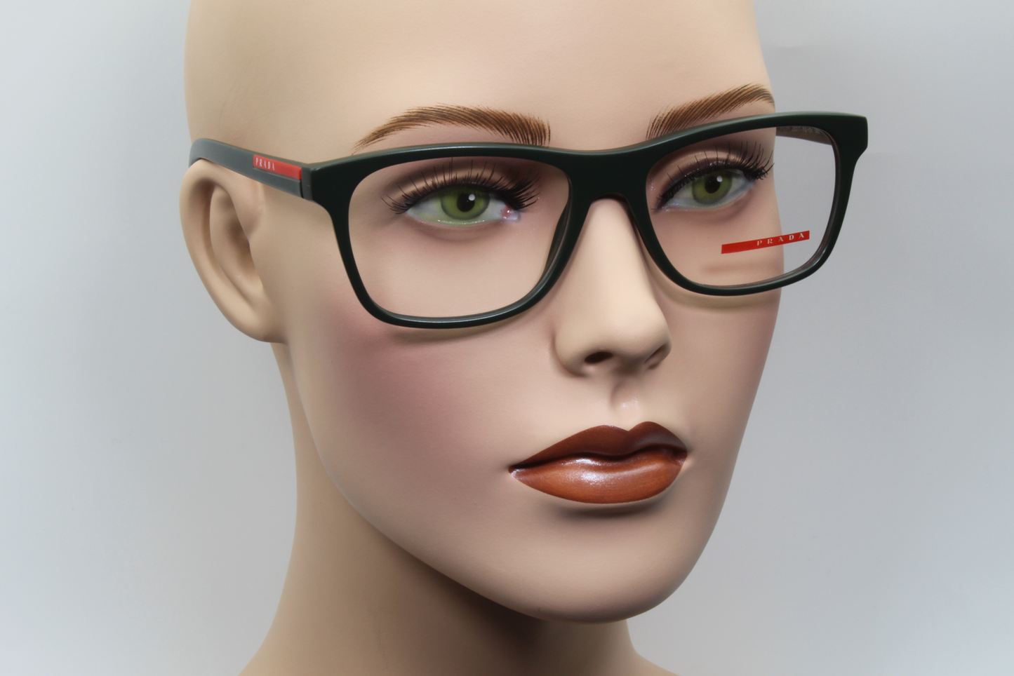 Prada VPS01F Unisex Square Glasses Frame Dark Matte Green 55mm