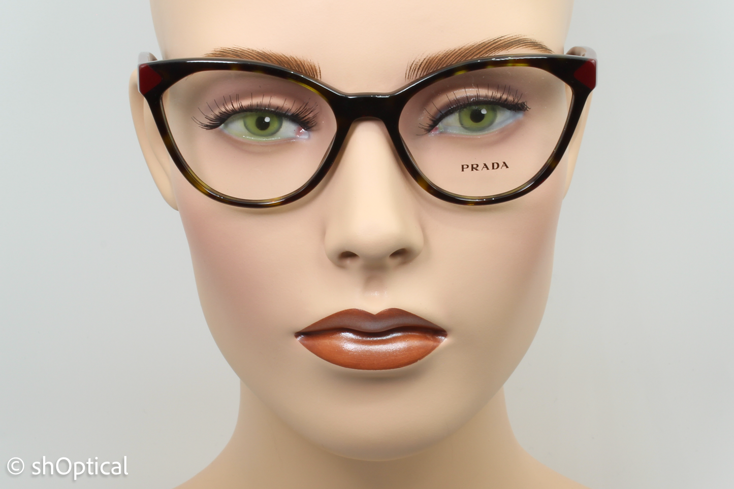 Prada VPR02T Female Cat Eye Glasses Frame Tortoise Brown Burgundy 54mm