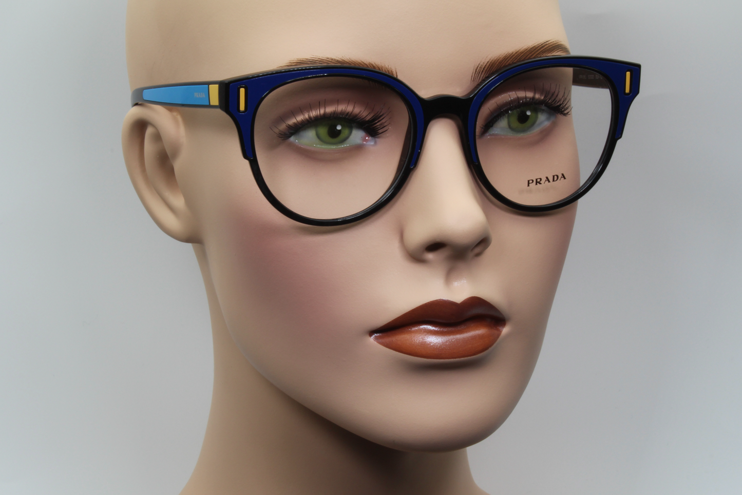 Prada VPR08U Female Cat Eye Glasses Frame Blue, Black 52mm