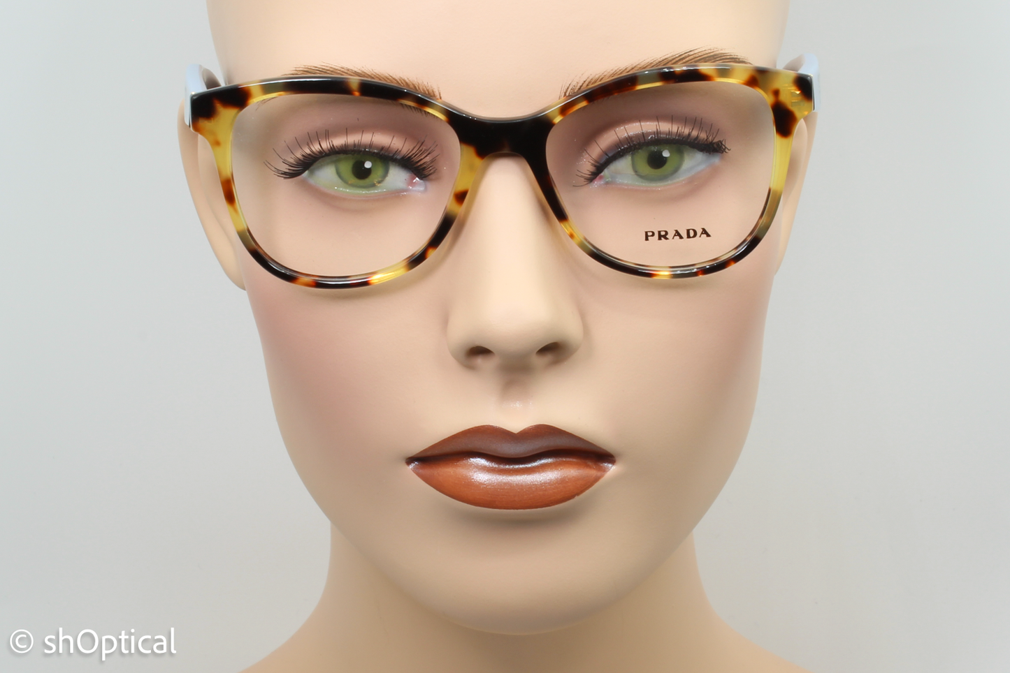 Prada VPR12T Female Cat Eye Glasses Frame Gloss Tortoise Brown 51mm