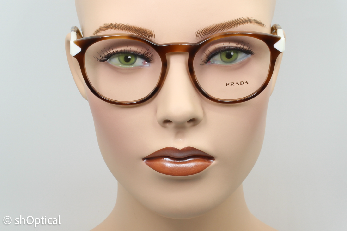 Prada VPR16T Unisex Round Glasses Frame Tortoise Dark Brown 50mm