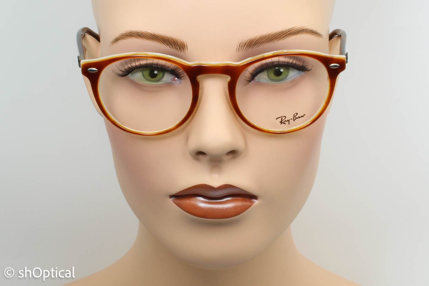 Rayban RB5283 Male Round Glasses Frame Havana/Horn/Beige 49mm