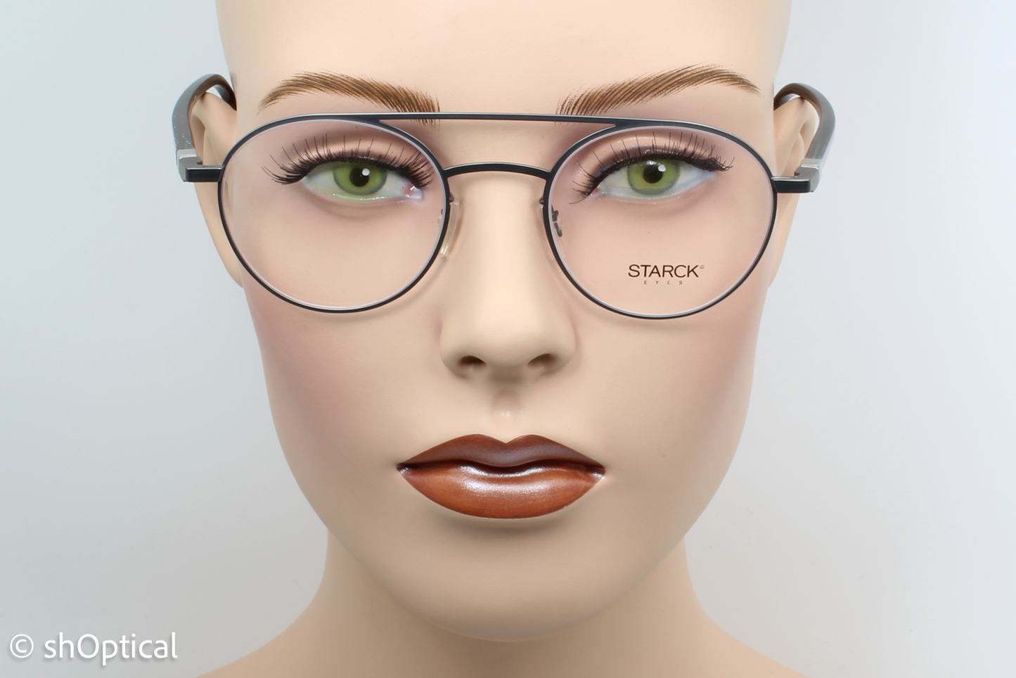 STARCK SH2029 Male Round Glasses Frame Matte Gunmetal 49mm