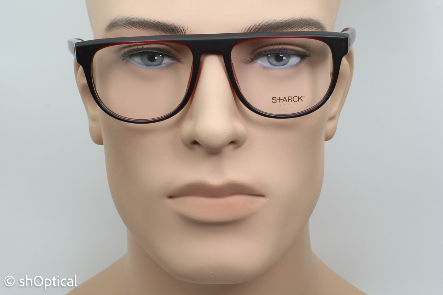 STARCK SH3020 Male Square Glasses Frame Black/Red 54mm