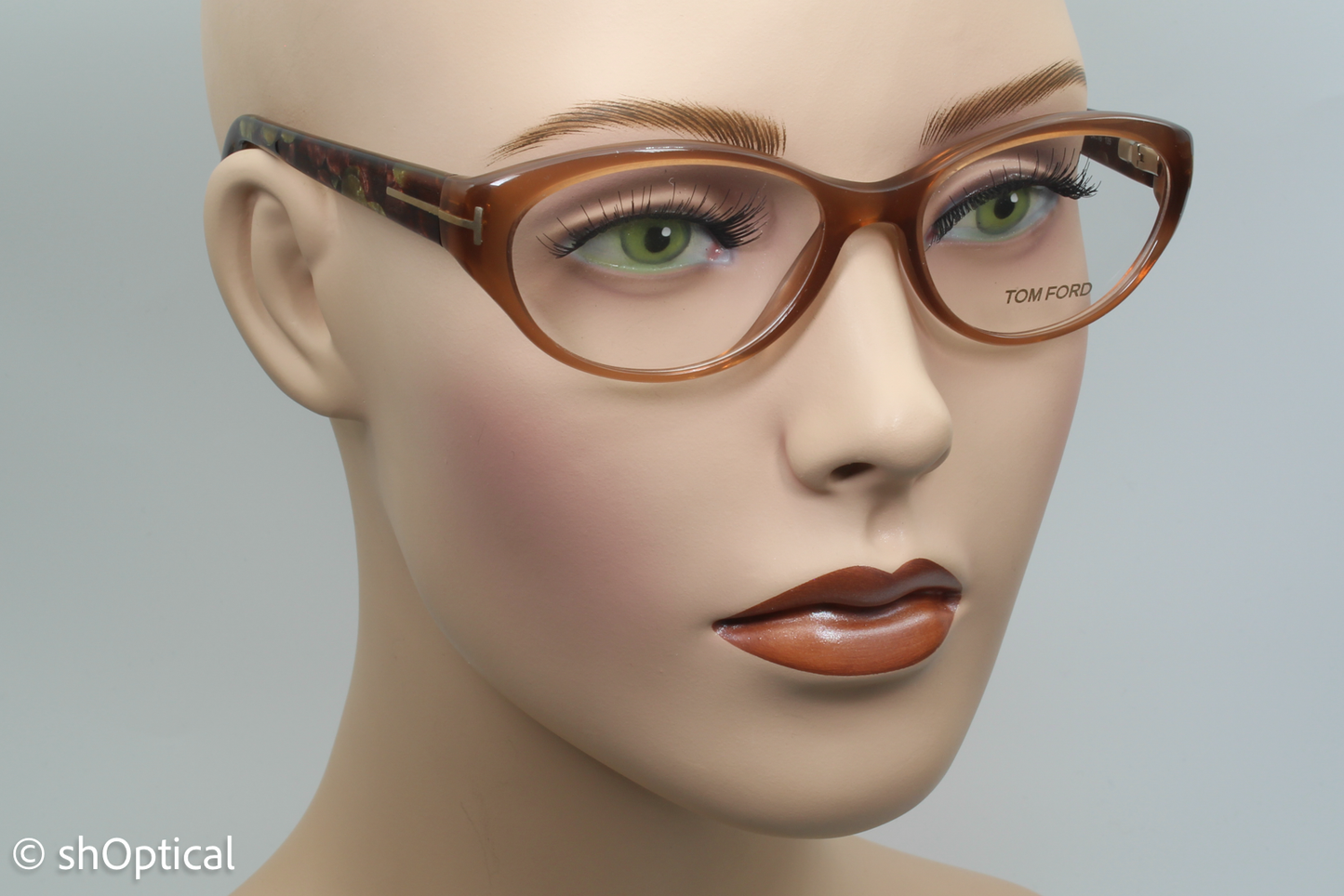 Tom Ford TF5244 Female Oval Glasses Frame Light Brown 54mm