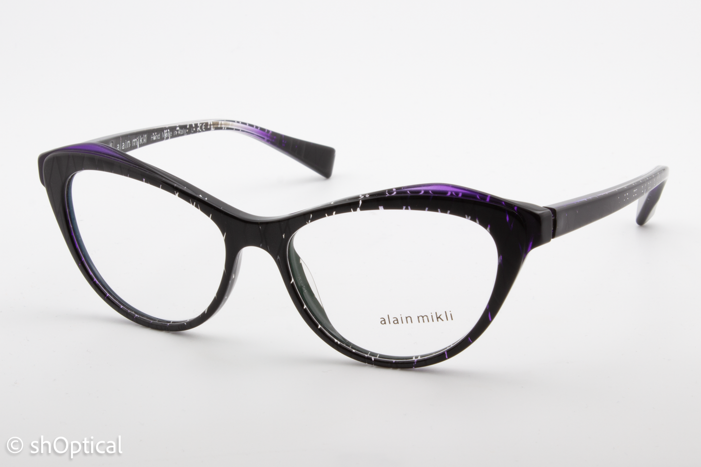 Alain Mikli A03061  Female Cat Eye Glasses Frame Black with Purple 54mm
