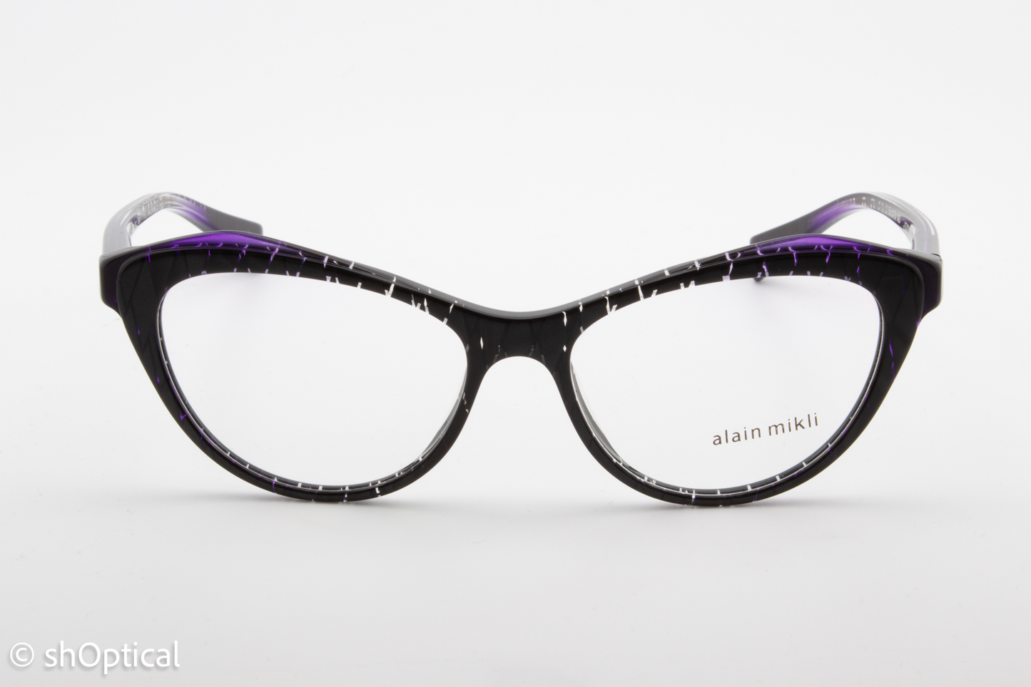 Alain Mikli A03061  Female Cat Eye Glasses Frame Black with Purple 54mm