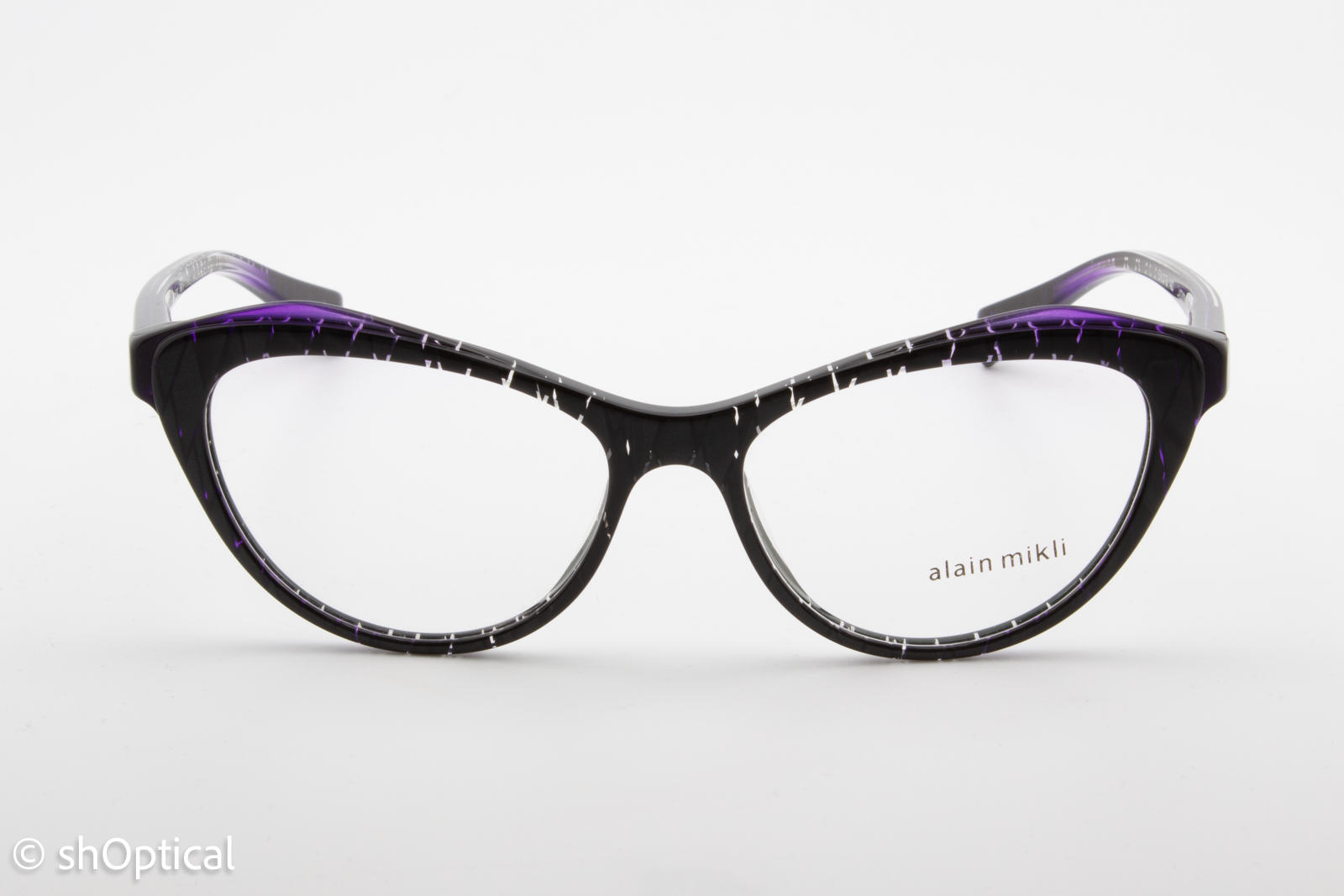 Alain Mikli A03061  Female Cat Eye Glasses Frame Black with Purple 54mm