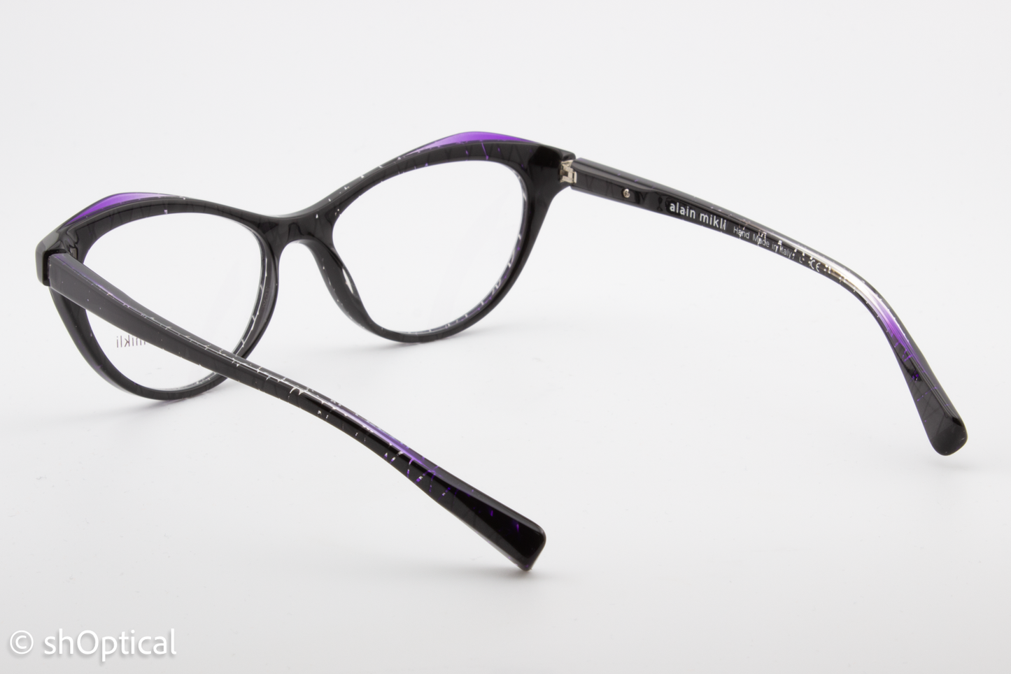 Alain Mikli A03061  Female Cat Eye Glasses Frame Black with Purple 54mm