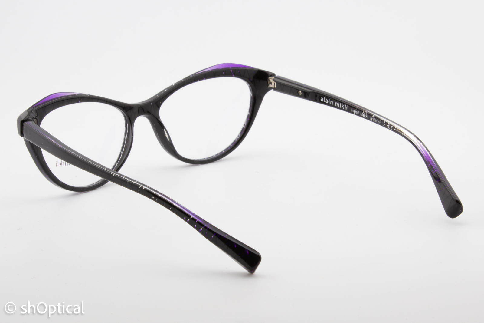 Alain Mikli A03061  Female Cat Eye Glasses Frame Black with Purple 54mm