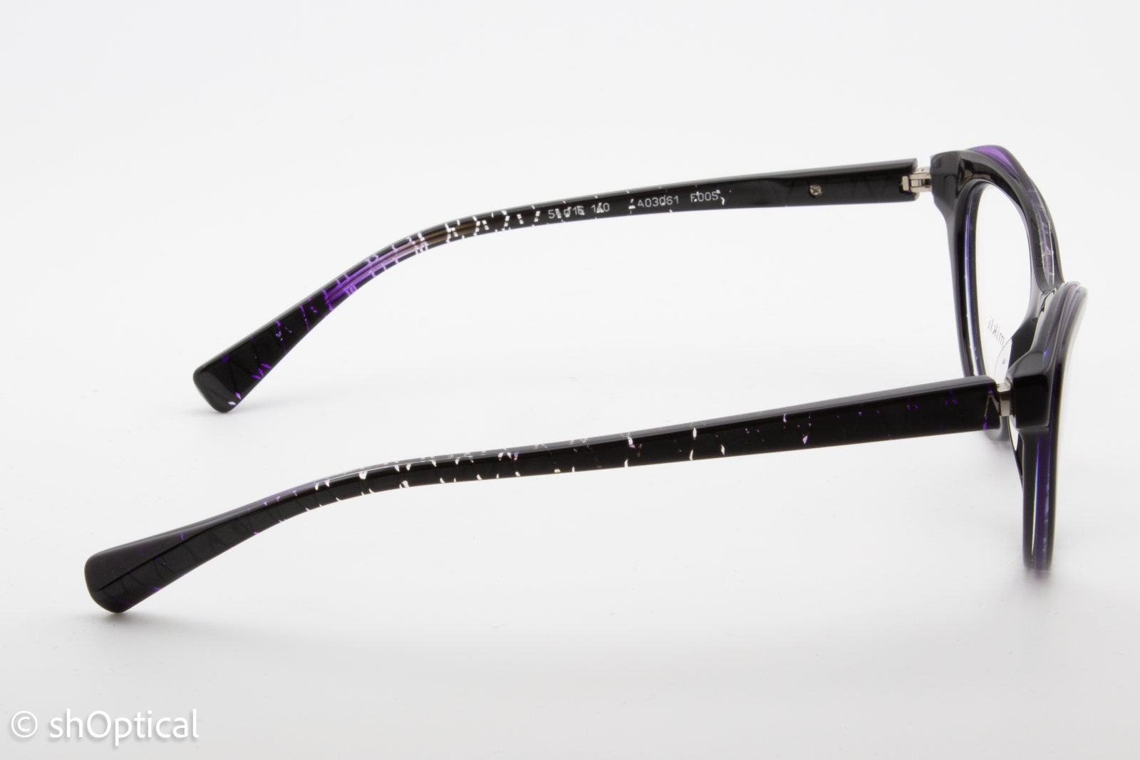 Alain Mikli A03061  Female Cat Eye Glasses Frame Black with Purple 54mm