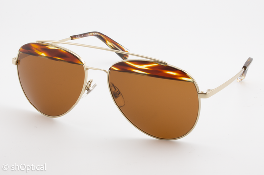 Alain Mikli PAON A04004 002/73 Unisex Full Rim Sunglasses Gold 58mm
