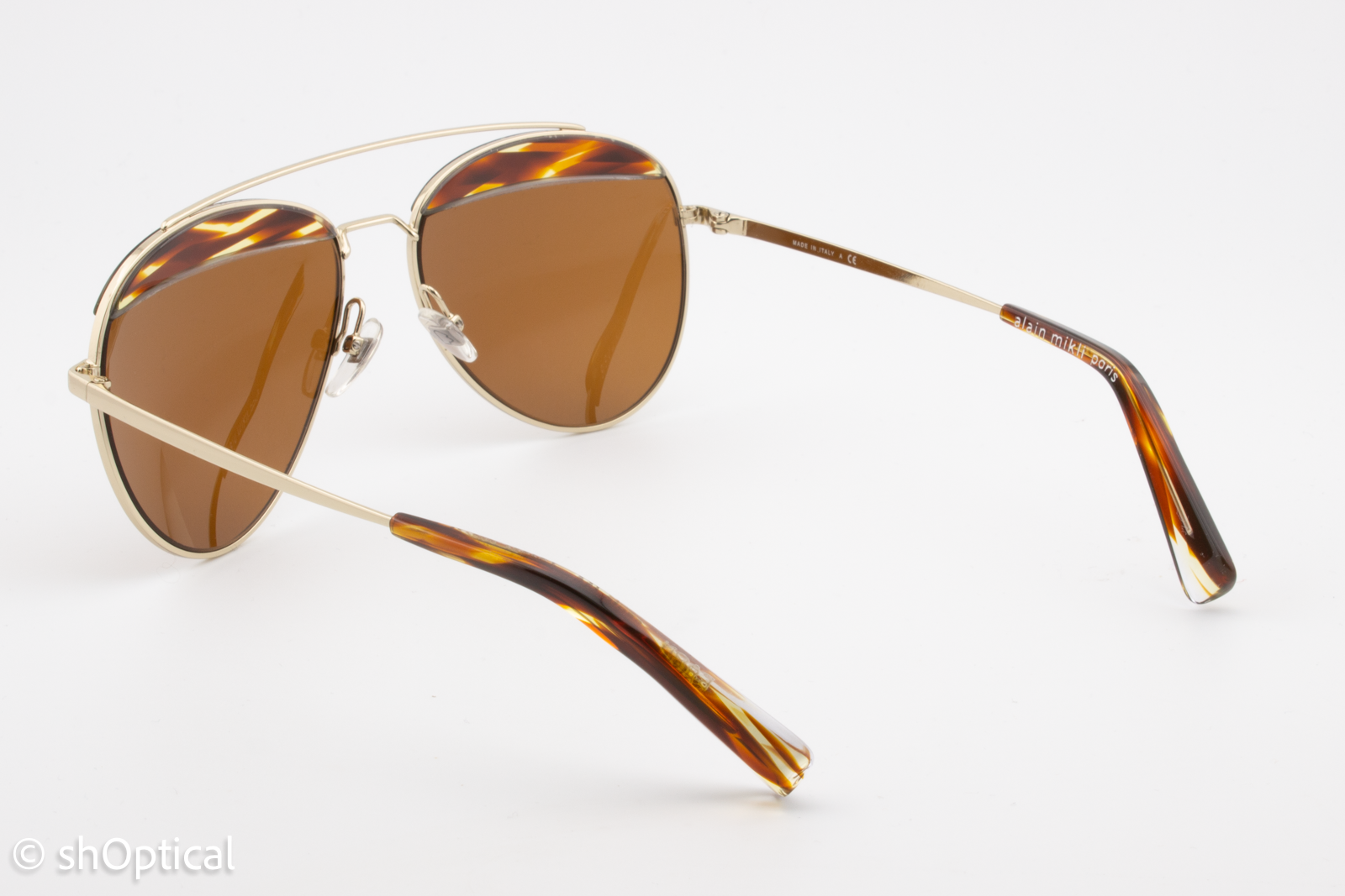 Alain Mikli PAON A04004 002/73 Unisex Full Rim Sunglasses Gold 58mm