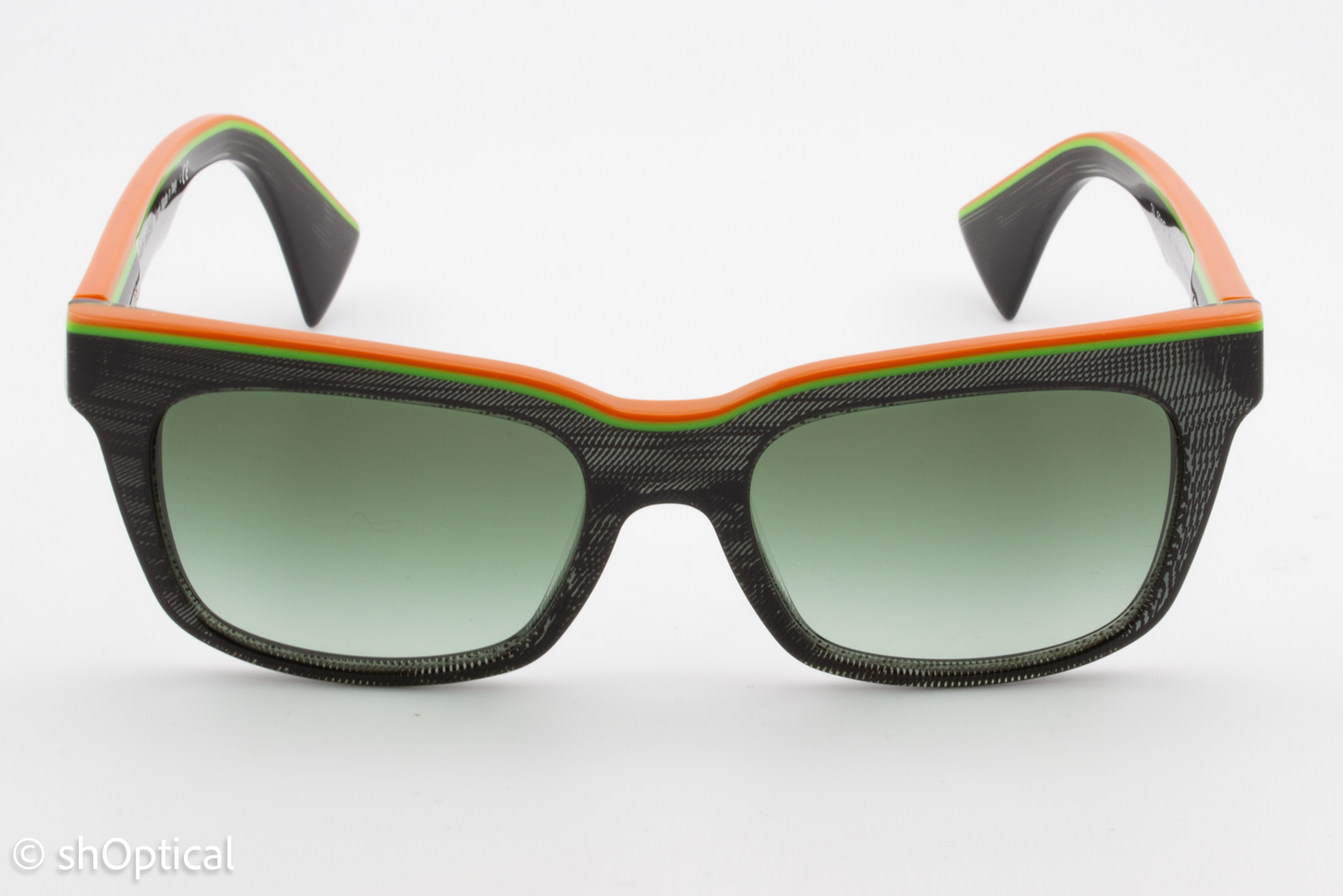 Alain Mikli A05020 D0068E Womens Full Rim Sunglasses Black with Orange & Green Trim 50mm