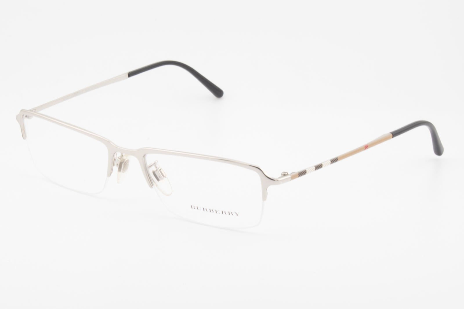 Burberry B1257  Male Rectangular Glasses Frame Silver/Plaid 53mm