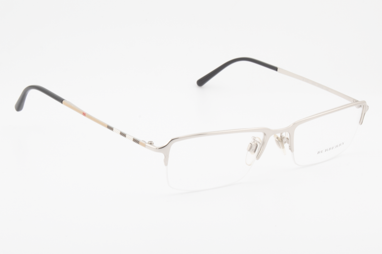 Burberry B1257  Male Rectangular Glasses Frame Silver/Plaid 53mm