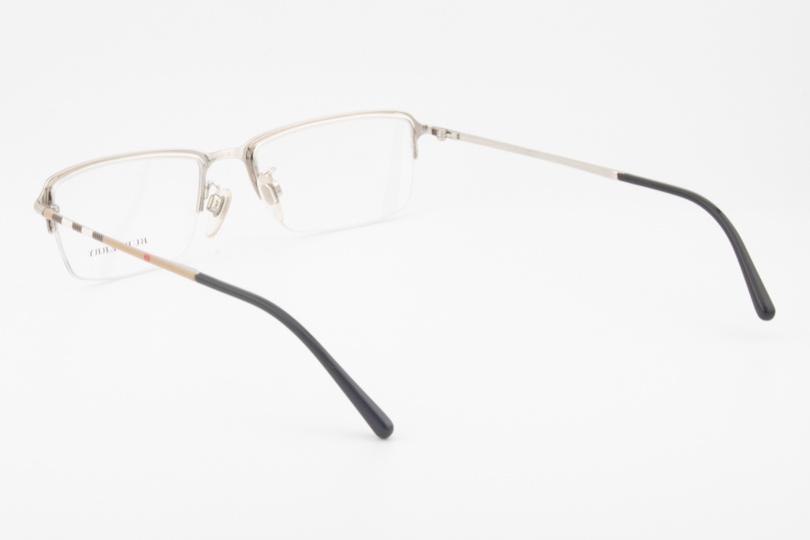 Burberry B1257  Male Rectangular Glasses Frame Silver/Plaid 53mm