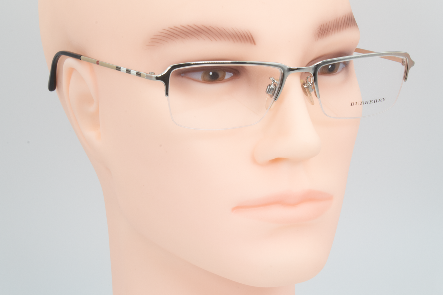 Burberry B1257  Male Rectangular Glasses Frame Silver/Plaid 53mm