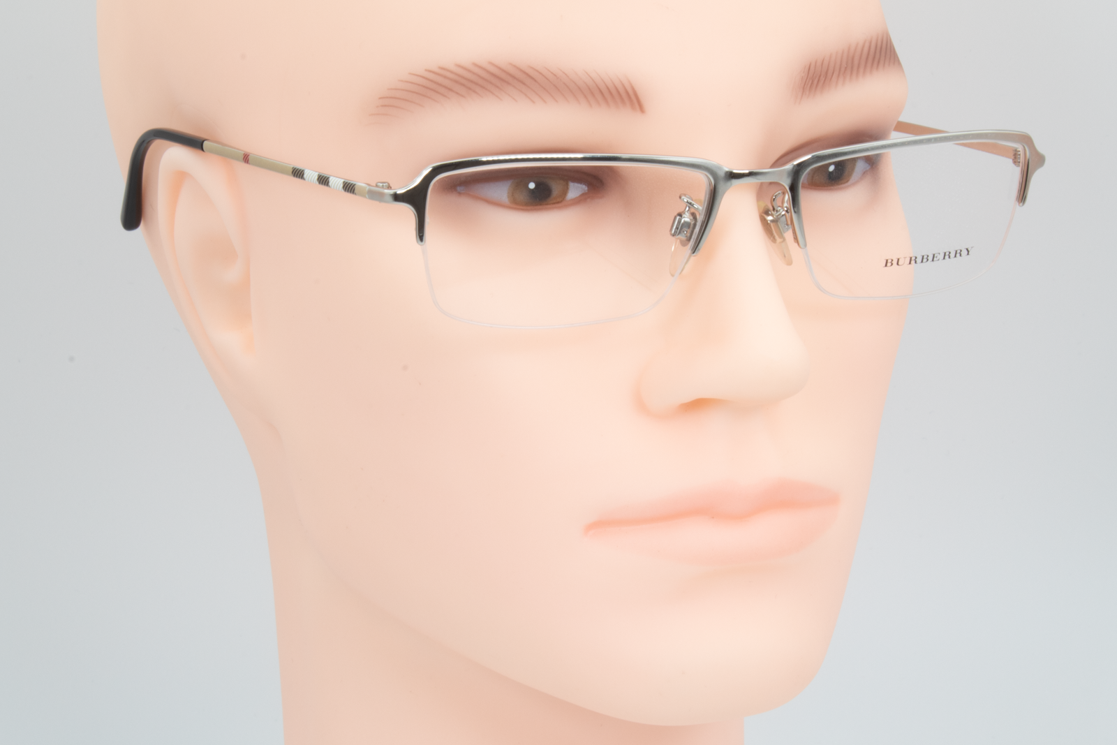 Burberry B1257  Male Rectangular Glasses Frame Silver/Plaid 53mm