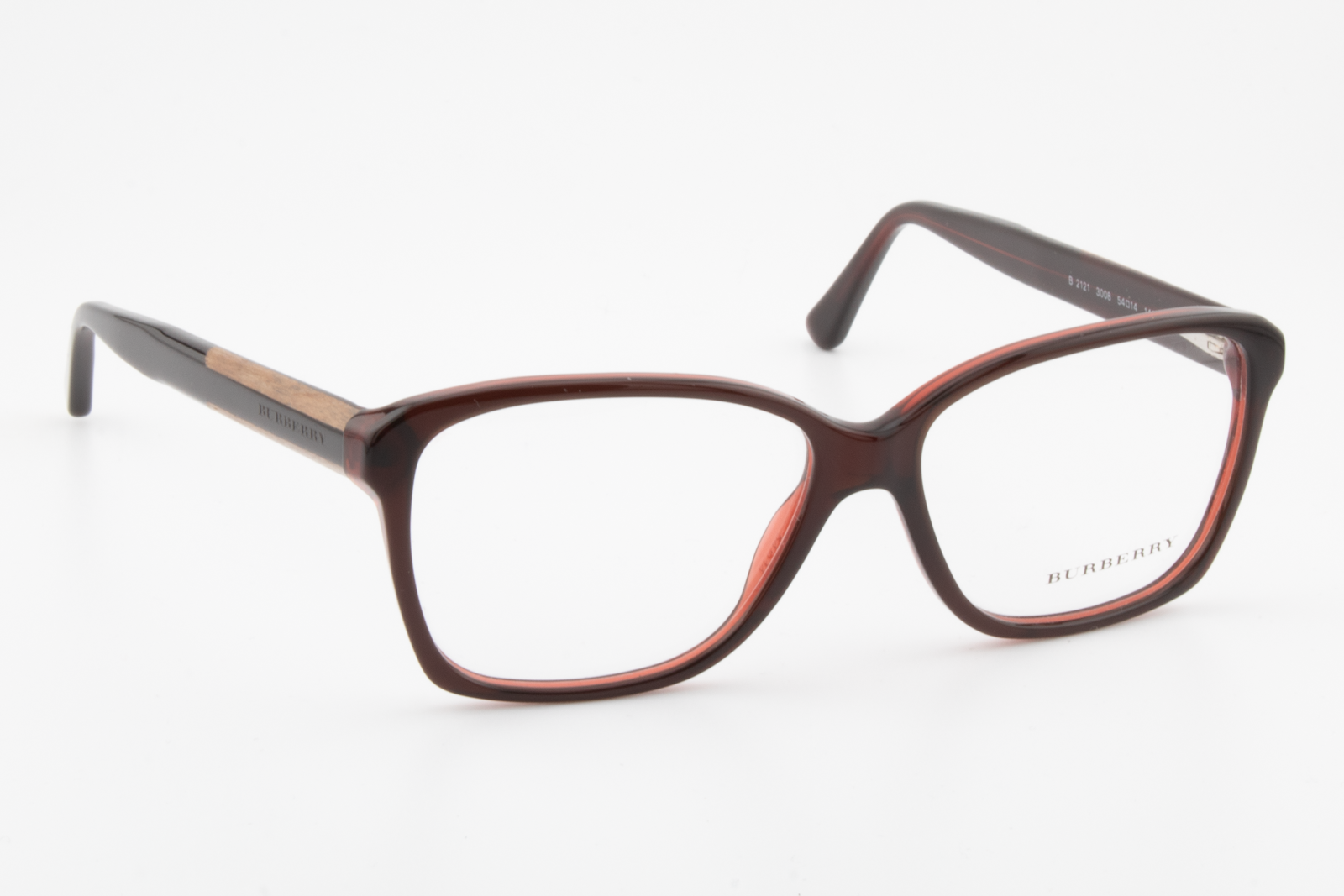 Burberry B2121  Female Square Glasses Frame Dark Red 54mm