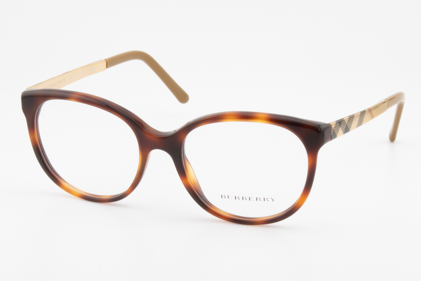 Burberry B2142  Female Round Glasses Frame Tortoise, Gold 51mm