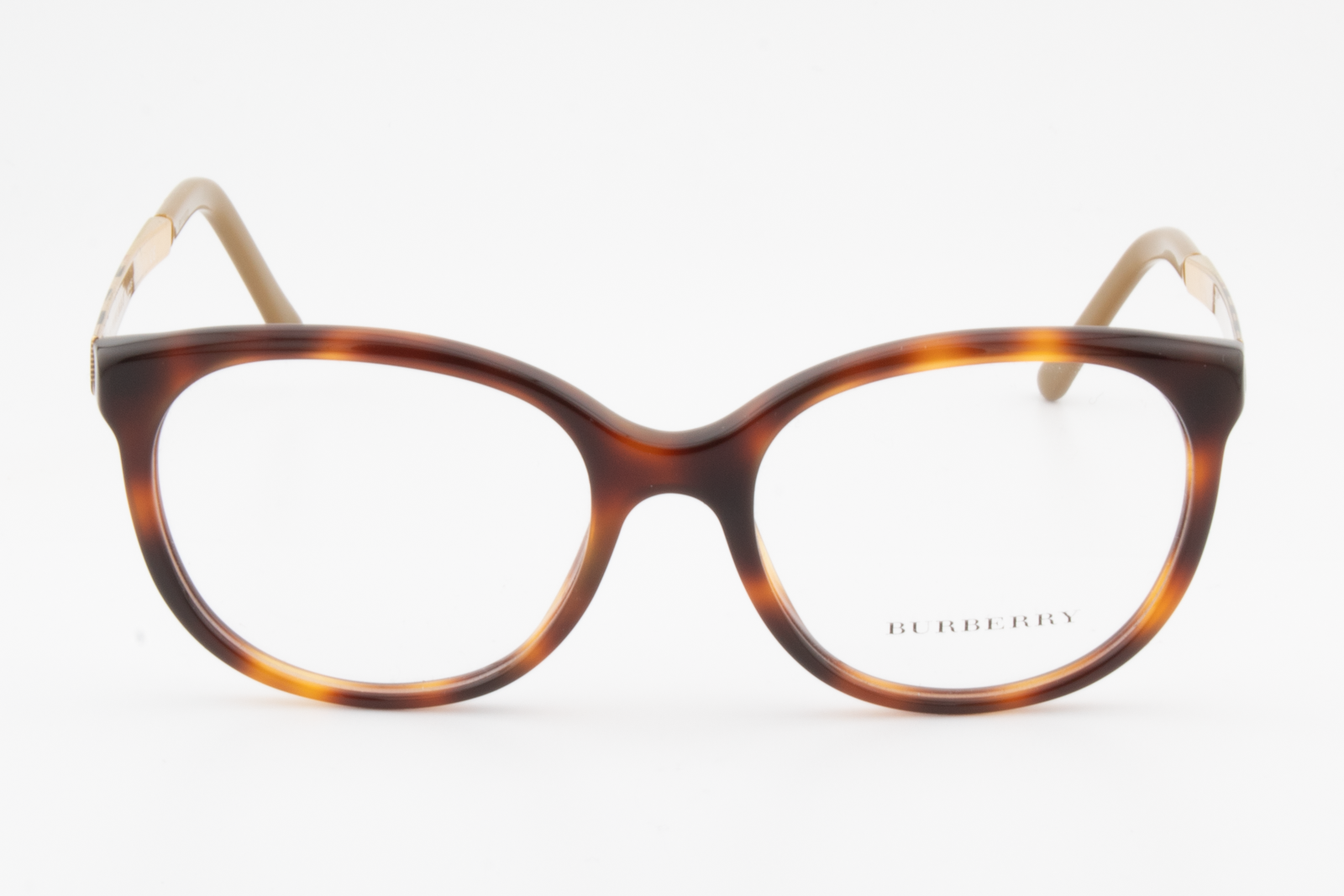 Burberry B2142  Female Round Glasses Frame Tortoise, Gold 51mm