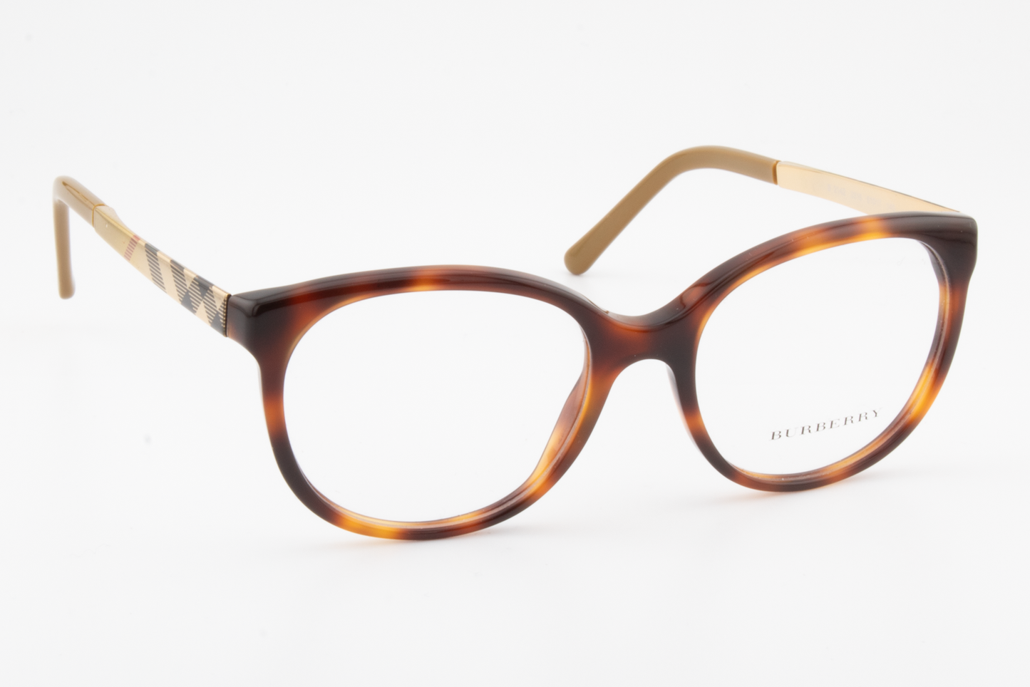 Burberry B2142  Female Round Glasses Frame Tortoise, Gold 51mm