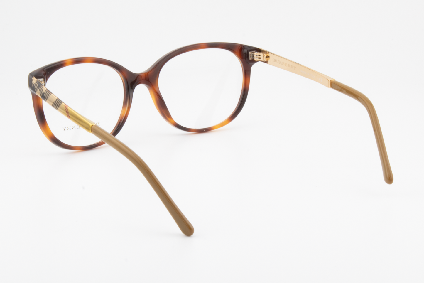 Burberry B2142  Female Round Glasses Frame Tortoise, Gold 51mm