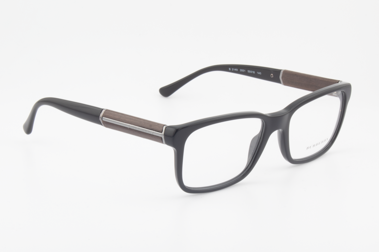 Burberry B2149  Unisex Rectangular Glasses Frame Black 55mm