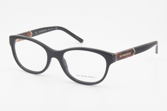 Burberry B2151  Female Rectangular Glasses Frame Black, Brown Havana 52mm