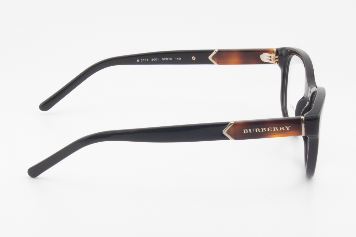 Burberry B2151  Female Rectangular Glasses Frame Black, Brown Havana 52mm
