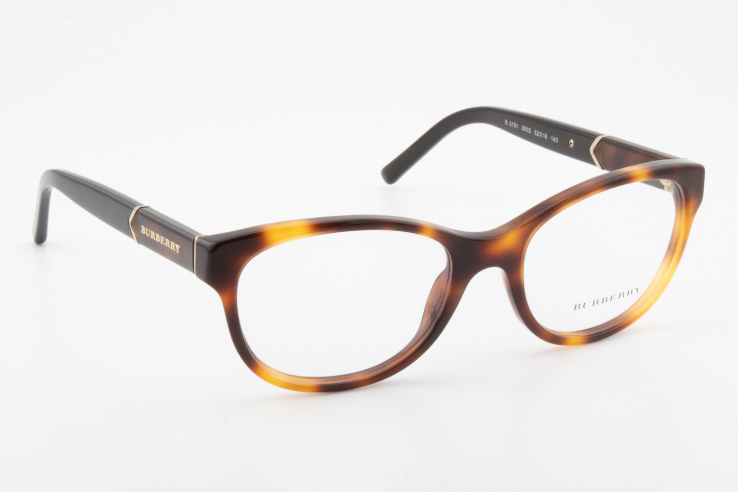 Burberry B2151  Female Rectangular Glasses Frame Black, Brown Havana 52mm