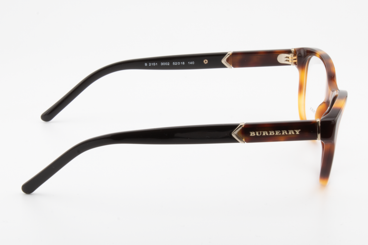 Burberry B2151  Female Rectangular Glasses Frame Black, Brown Havana 52mm