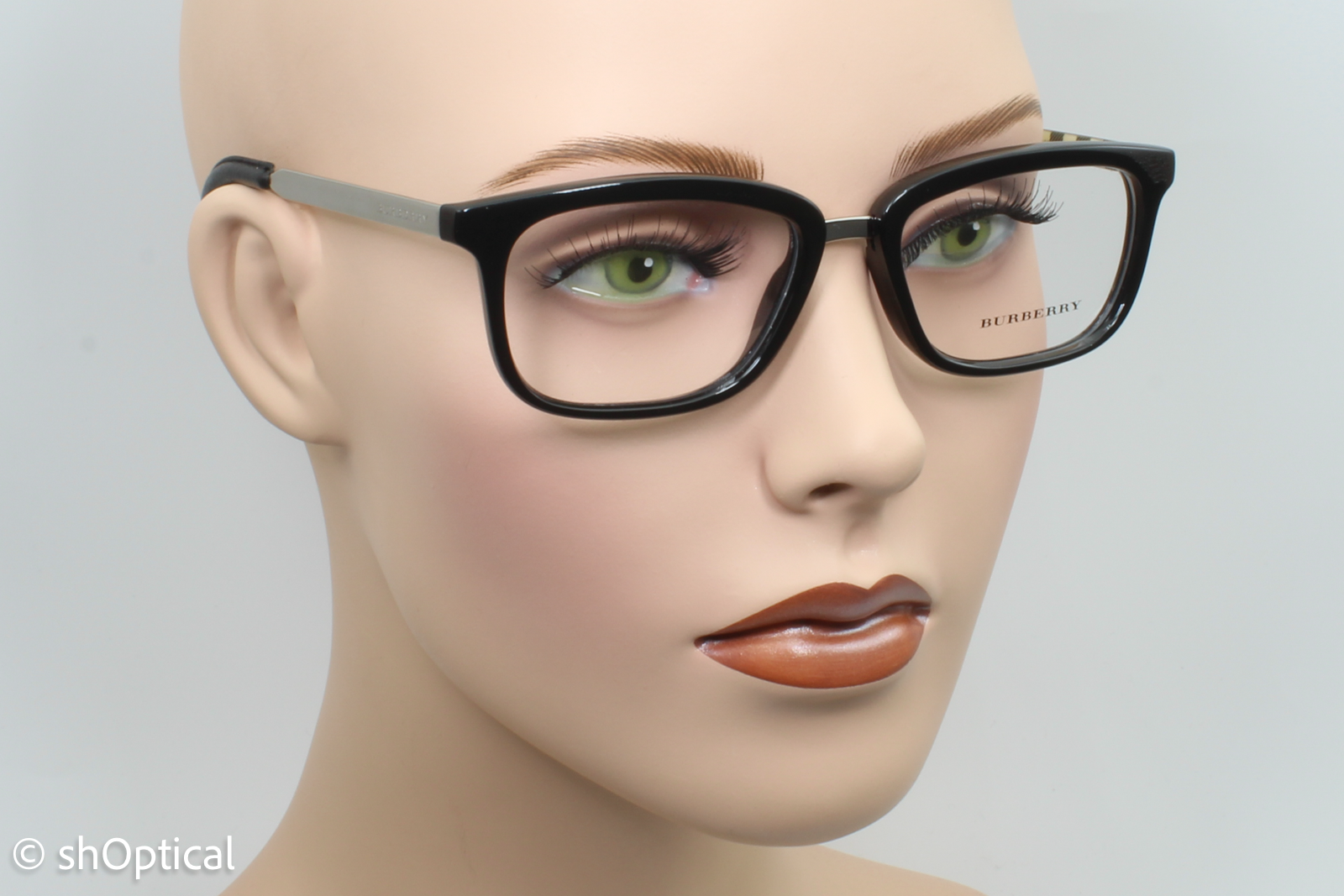 Burberry B2160-Q  Male Rectangular Glasses Frame Black/Silver 52mm