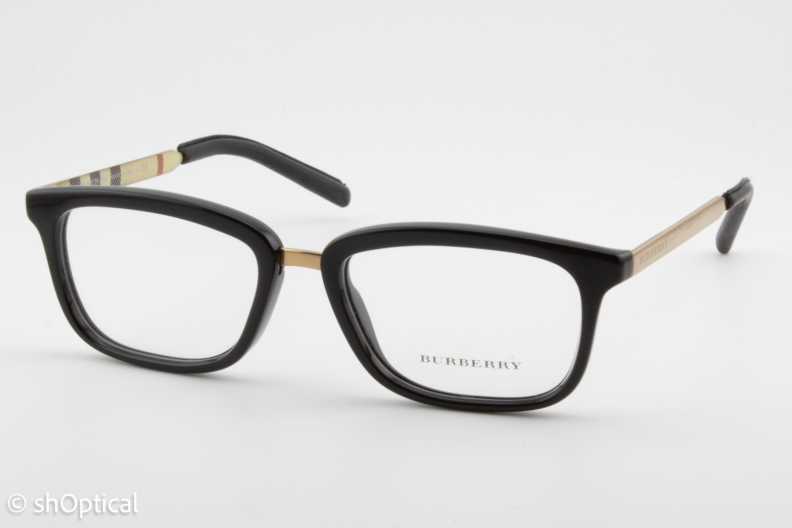 Burberry B2180-Q  Female Square Glasses Frame Black & Gold 52mm