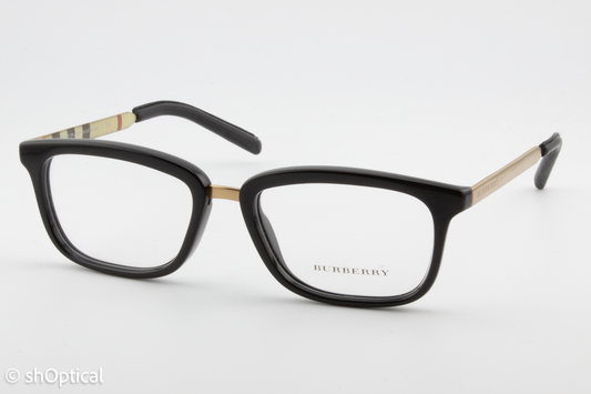 Burberry B2180-Q  Female Square Glasses Frame Black & Gold 52mm