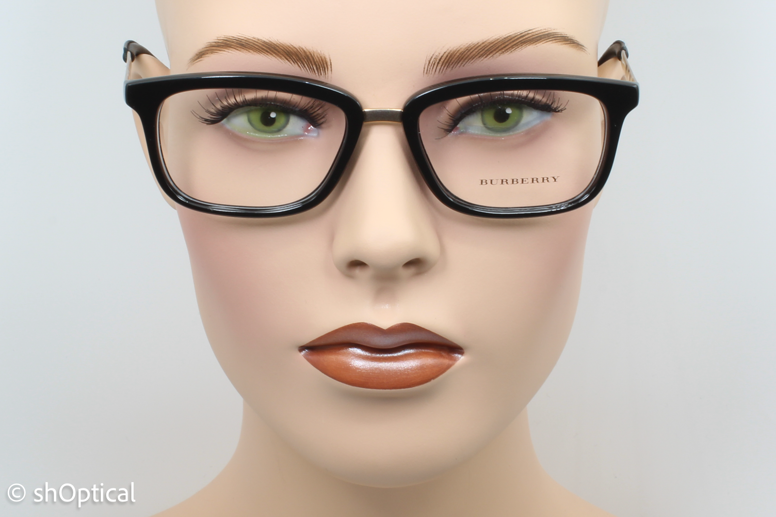 Burberry B2180-Q  Female Square Glasses Frame Black & Gold 52mm